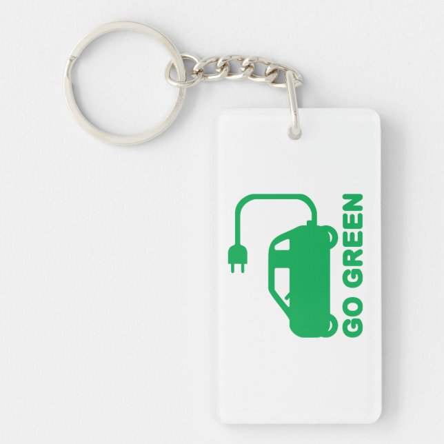 Go Green ~ Drive Electric Cars Key Ring (Front)