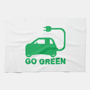 Go Green ~ Drive Electric Cars Tea Towel