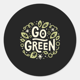 Go Green Eco Friendly Aesthetic Cute Earth Day T S Classic Round Sticker