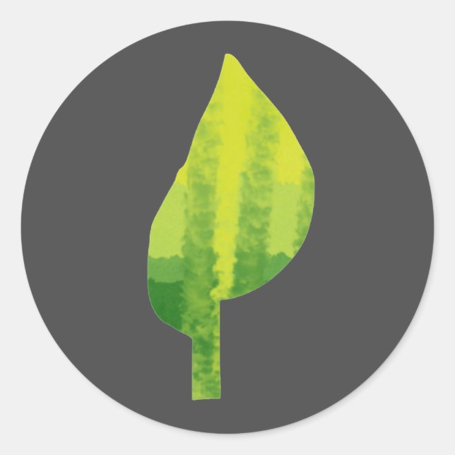 Go green eco nature leaf design classic round sticker (Front)