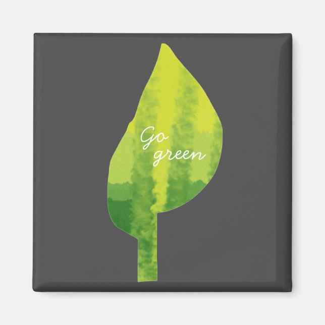 Go green eco nature leaf design magnet (Front)
