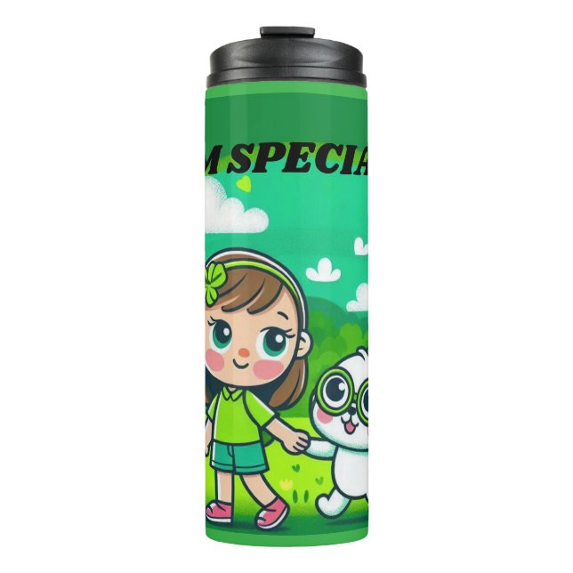 Go Green For Celebral Palsy Awareness  Thermal Tumbler (Front)