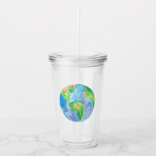 Go green give back earth logo acrylic tumbler