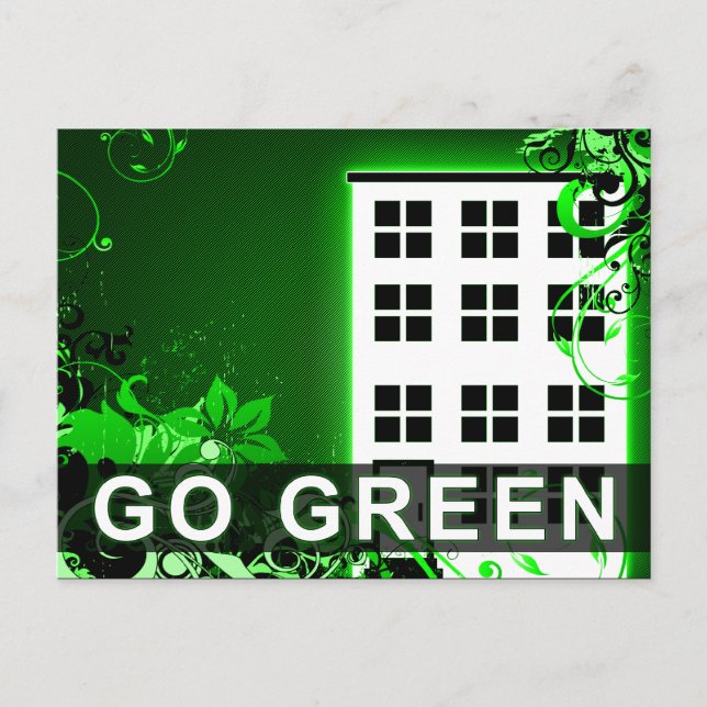 go green : hi-fi building postcard (Front)