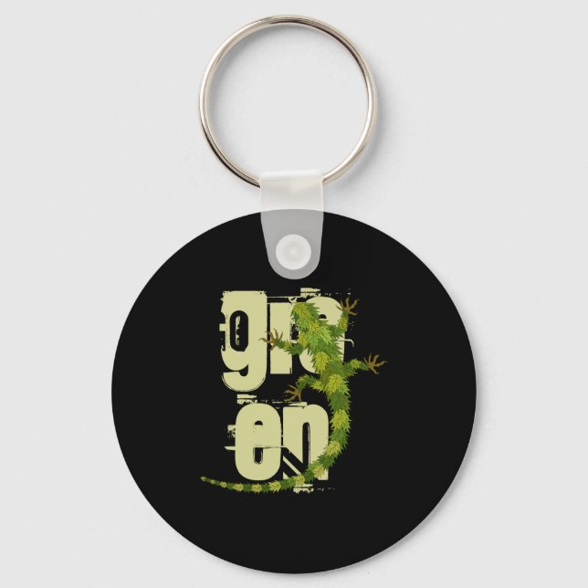Go Green Iguana T Shirt  Key Ring (Front)
