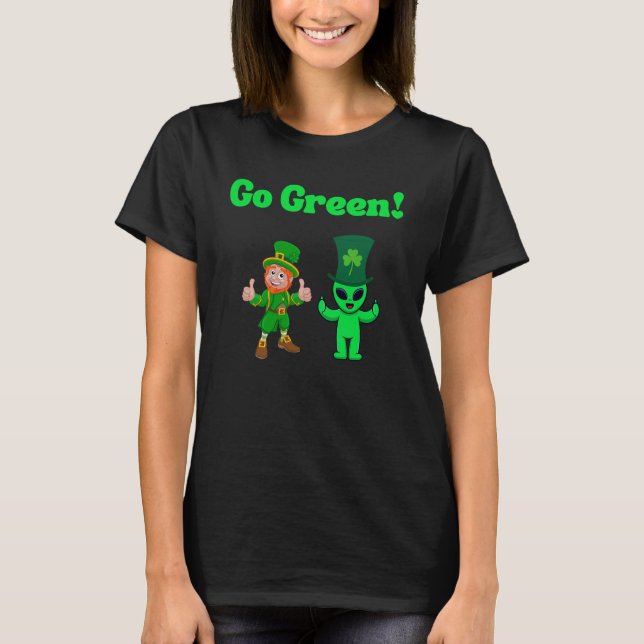 Go Green Leprechaun & Alien T-Shirt (Front)