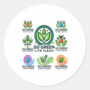 Go Green Live Clean Mens Earth Day Value T Shirt  Classic Round Sticker