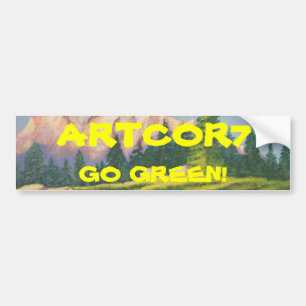 Go Green Pink Mountain Painting Bumper Sticker