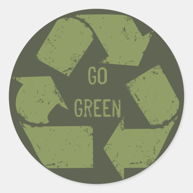 Go Green Recycle Logo Classic Round Sticker (Front)