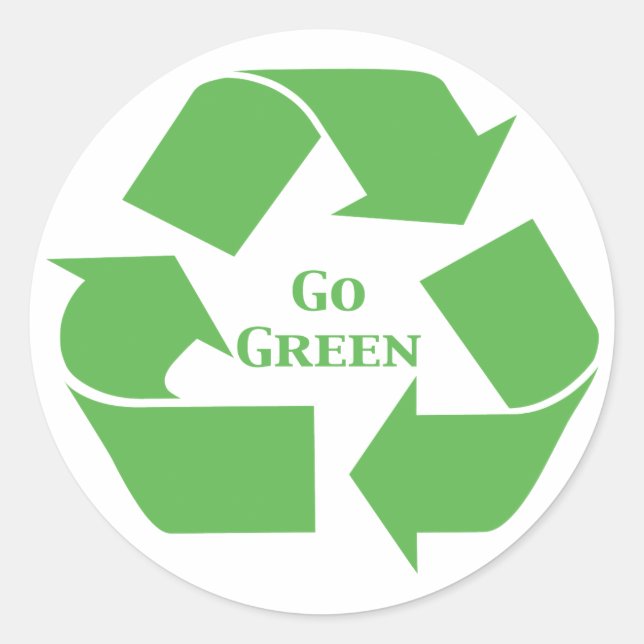 Go Green Recycle Symbol Gifts Classic Round Sticker (Front)