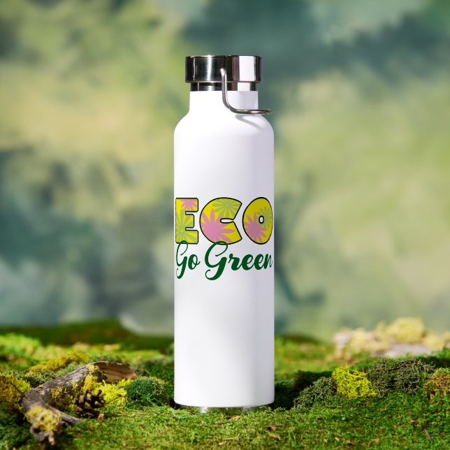 Go Green Retro Eco Design Water Bottle (Outdoor (Rotated))