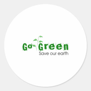 Go Green Save Our Earth Kids T Shirt Classic Round Sticker