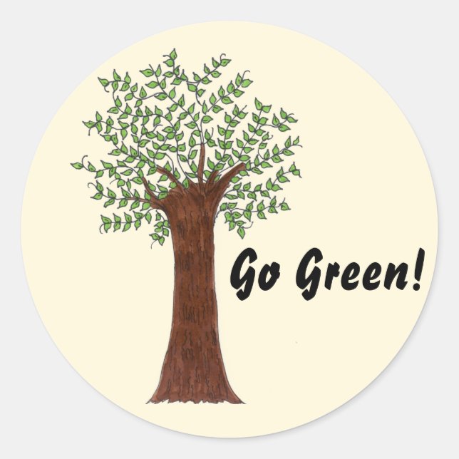 Go Green Tree Classic Round Sticker (Front)