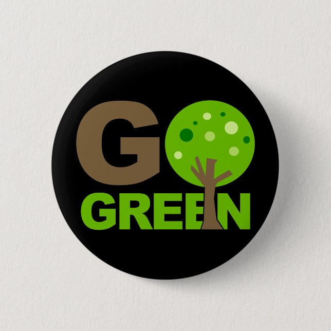 Go Green Tree Recycle 6 Cm Round Badge (Front)
