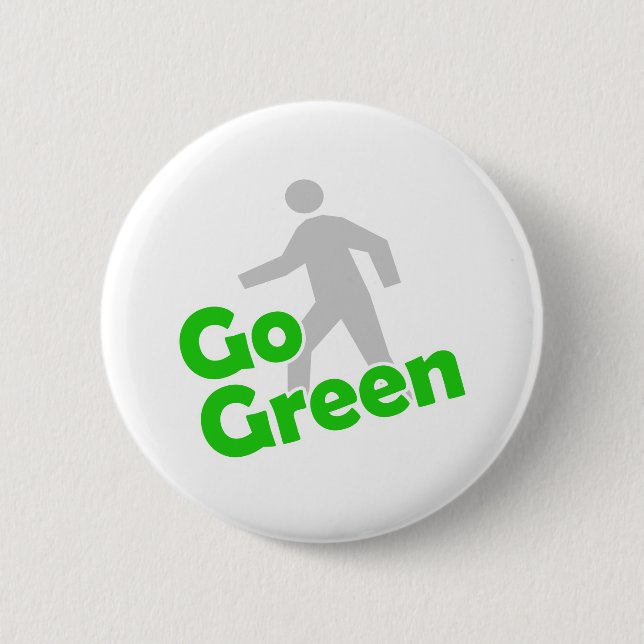 go green walk 6 cm round badge (Front)