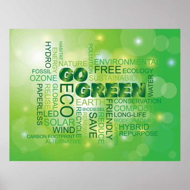 Go Green Word Cloud Poster (Front)