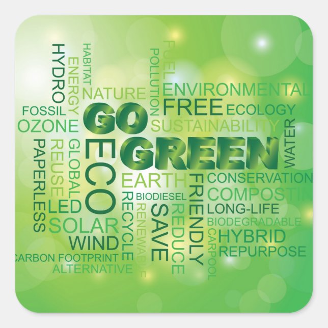 Go Green Word Cloud Sticker (Front)