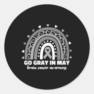 Go Grey In May Brain Cancer Awareness Month Rainbo Classic Round Sticker