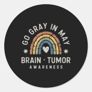 Go Grey In May Brain Tumour Awareness Grunge  Classic Round Sticker