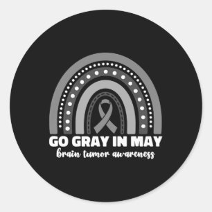 Go Grey In May Brain Tumour Awareness Month Rainbo Classic Round Sticker