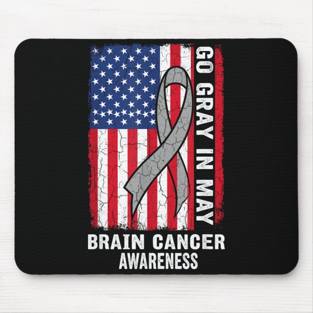 Go grey in may flag brain tumour awareness brain mouse pad (Front)