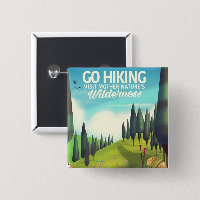 Go Hiking! 15 Cm Square Badge (Front & Back)