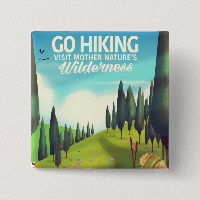 Go Hiking! 15 Cm Square Badge (Front)