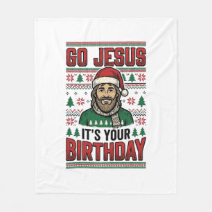 Go Jesus Christmas Birthday Vintage Shirt Fleece Blanket