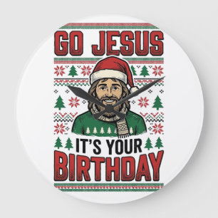 Go Jesus Christmas Birthday Vintage Shirt Large Clock