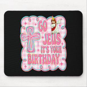 Go Jesus Its Your Birthday Cute Bow Sweater Funny Mouse Pad
