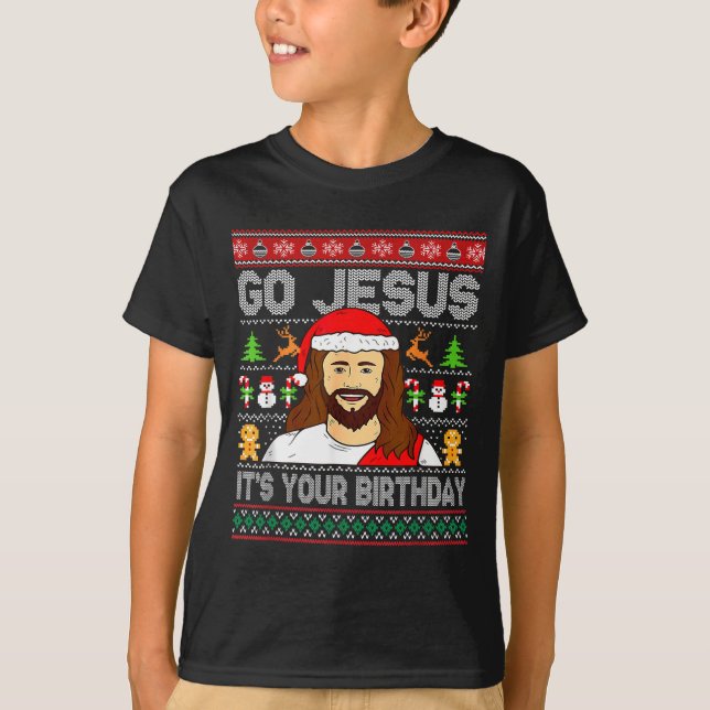 Go Jesus It's Your Birthday Ugly Christmas Sweater (Front)