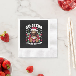 Go Jesus It's Your Birthday Ugly Christmas Sweater Napkin