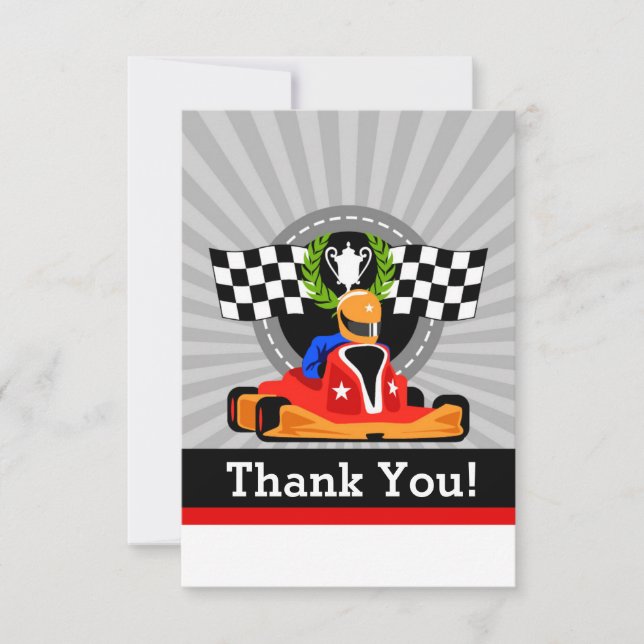 GO KART Birthday Party Thank You cards (Front)
