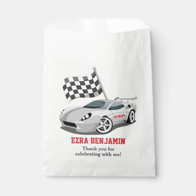 Go-Kart Car Racing Bar Mitzvah Favour Bags (Front)