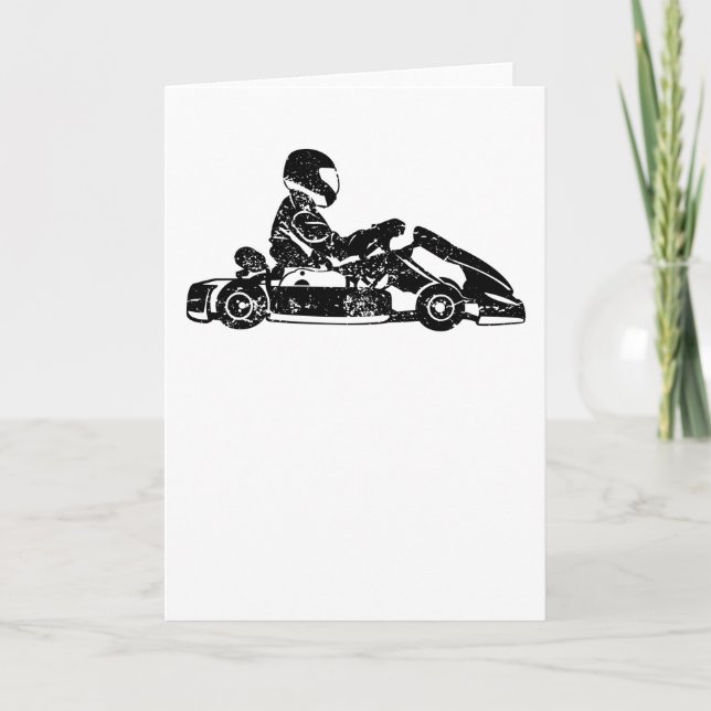Go-kart Kart Racing Driver Karting Retro Gift Card (Front)