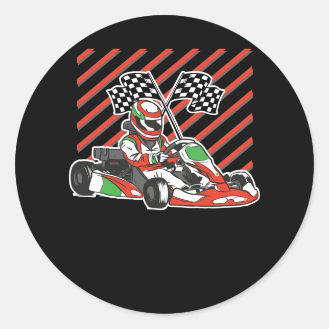 Go Kart Race Classic Round Sticker (Front)