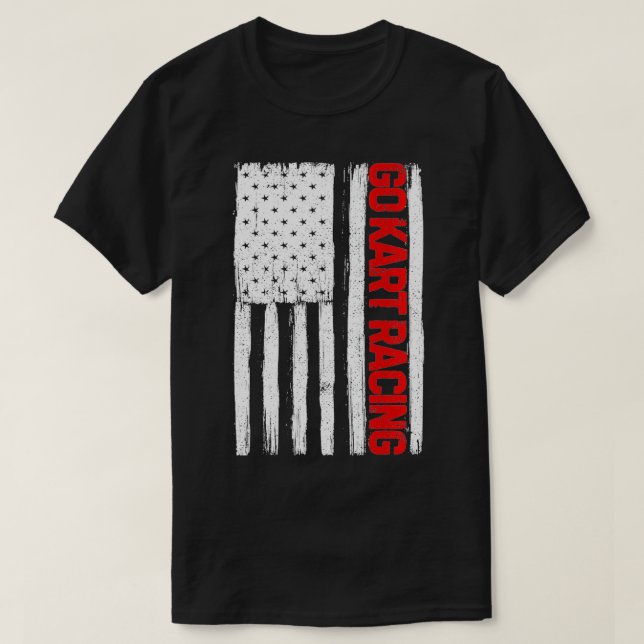 Go Kart Racing American Flag USA Patriotic Go Kart T-Shirt (Design Front)