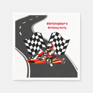 Go Kart Racing Boy Birthday Party Custom Napkin