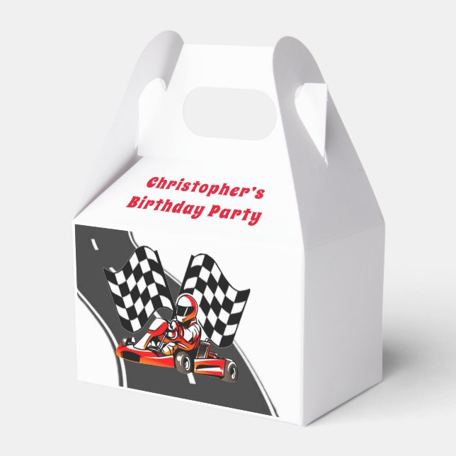 Go Kart Racing Boy Birthday Party Favour Box (Front Side)