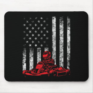 Go Kart Racing - Go Karting Usa American Flag Race Mouse Pad
