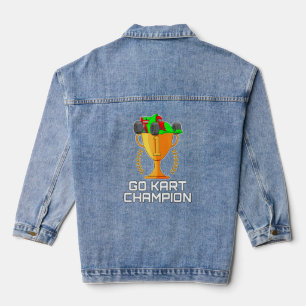 Go Kart Racing Race Car Champion Number One Trophy Denim Jacket