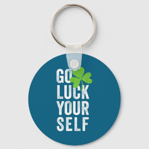 Go Luck Yourself Vintage Shamrock - Irish Funny St Key Ring