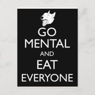 Go Mental Bull Terrier Postcard