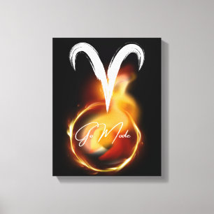 'Go Mode' Aries Astrology Lovers Black Zodiac Canvas Print