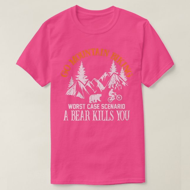 Go Mountain Biking Worst Case Scenario Bear Biker  T-Shirt (Design Front)