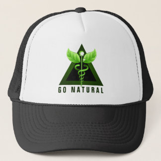 Go Natural Therapy Green Caduceus Icon Symbol Trucker Hat