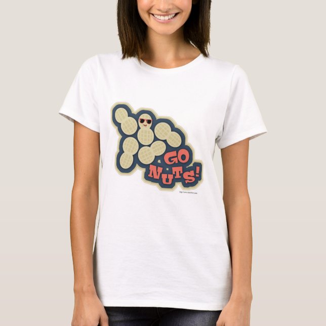 Go Nuts Funny Snack Food Cartoon Design T-Shirt (Front)
