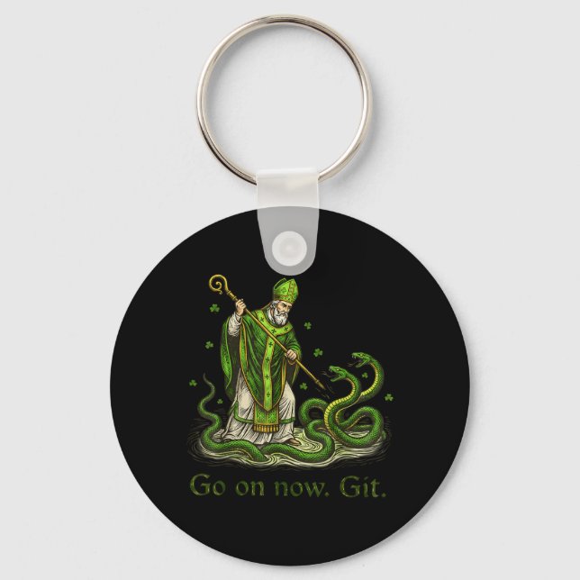 Go On Git St Patricks Day Irish Funny Saint Key Ring (Front)