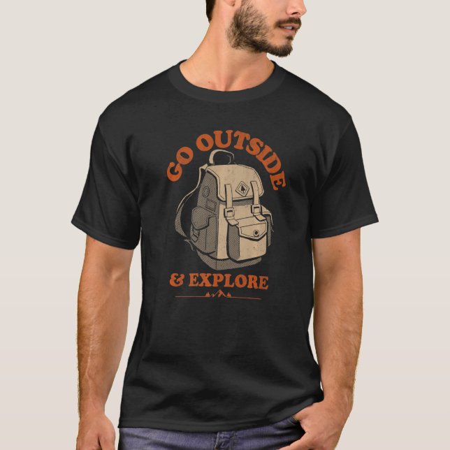 Go Outside Explore Camping Wild Adventure Backpack T-Shirt (Front)