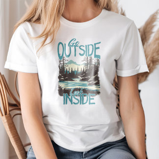"Go Outside Look Inside" Mountain River Landscape T-Shirt